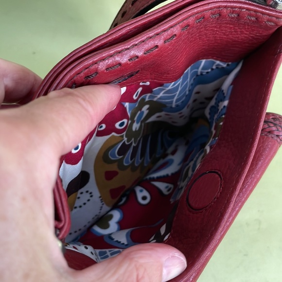 Vintage burgundy/silver Brighton pebbled leather crossbody bag - Picture 12 of 16